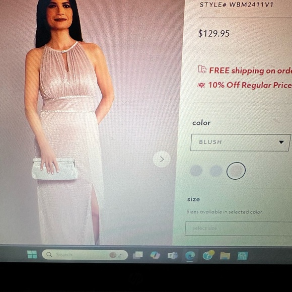 High Neck Glitter A Line Gown with Keyholes - Picture 2 of 6